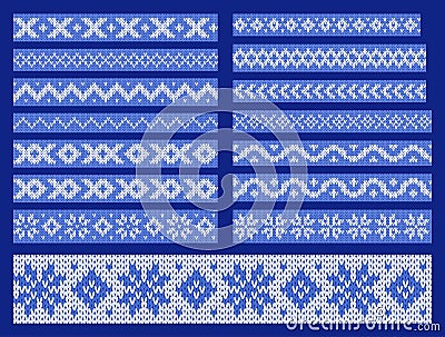 Set of vector knitted ornamental lines Vector Illustration