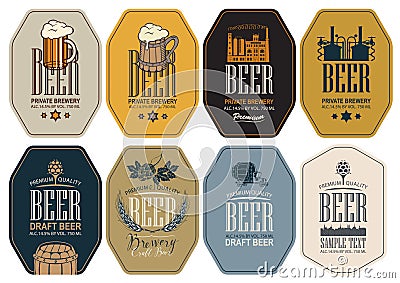 Set of labels for beer and brewery in retro style Vector Illustration