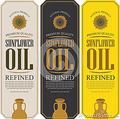 Set of vector labels for refined sunflower oil Vector Illustration