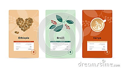 Set of vector labels for specialty coffee packaging Vector Illustration