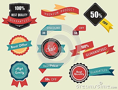 Set of Vector Labels, Stickers and Ribbons Vector Illustration