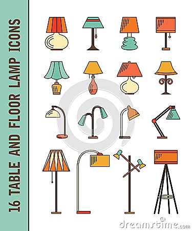 Set of vector lamp icons Stock Photo