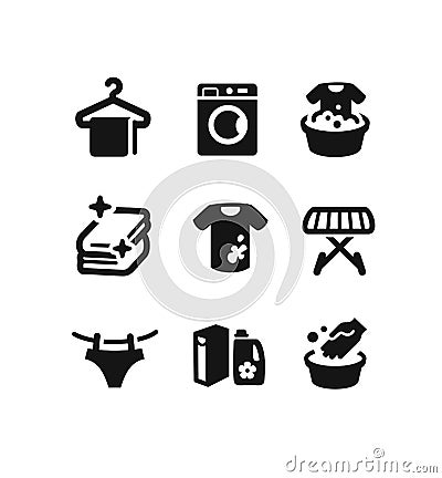 Set of vector laundry icons Vector Illustration