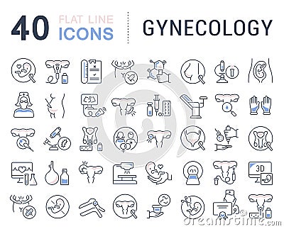 Set Vector Line Icons of Gynecology. Stock Photo