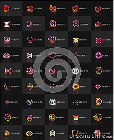 Set of vector linear logotypes, geometric abstract symbols, elegant icons Vector Illustration