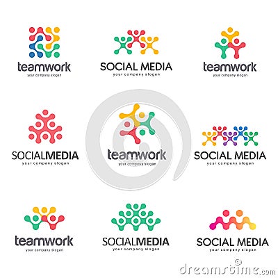 Set of vector logo design for social media, teamwork, alliance Vector Illustration