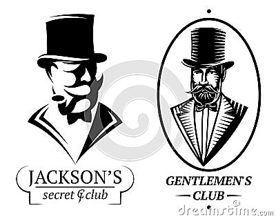 Set vector logo templates for gentlemen's club Vector Illustration