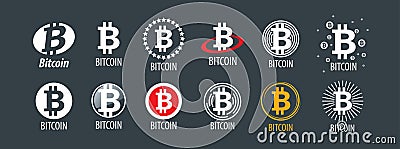 A set of vector logos with the image of Bitcoin Vector Illustration