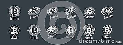 A set of vector logos with the image of Bitcoin Vector Illustration