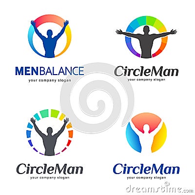 Set of vector logos. Men balance, body balance. Vector Illustration