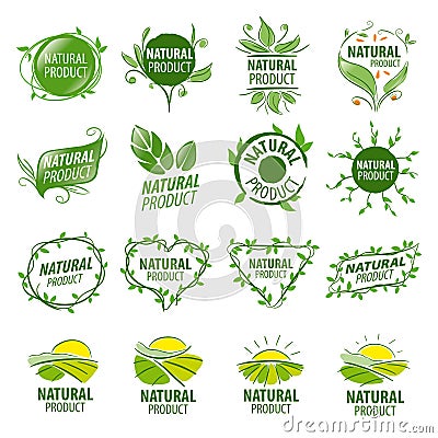 Set of vector logos for natural products Stock Photo