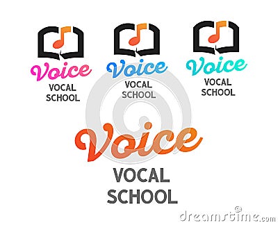 Set of vector logos for Vocal School - Creative design of emblem on white transparent background. Vector Illustration