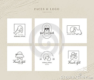 A set of vector logos of womens themes on a white background. Vector Illustration
