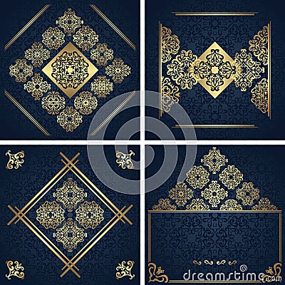 Set of vector luxury cards with vintage background Vector Illustration