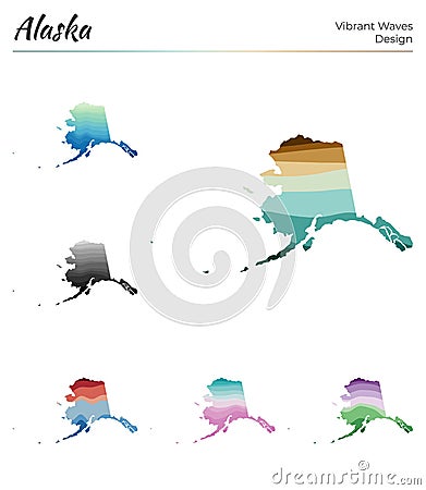 Set of vector maps of Alaska. Vector Illustration