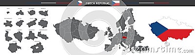 Set of vector maps of Czech Republic on white background Vector Illustration