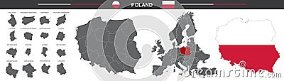 Set of vector maps of Poland on white background Vector Illustration