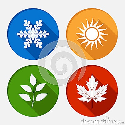 Set of vector modern season colored icons Vector Illustration
