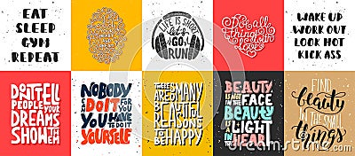 Set of vector motivational and inspirational lettering posters Vector Illustration