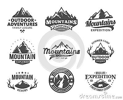 Set of vector mountain and outdoor adventures logo Vector Illustration