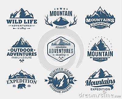 Set of vector mountain and outdoor adventures logo Vector Illustration