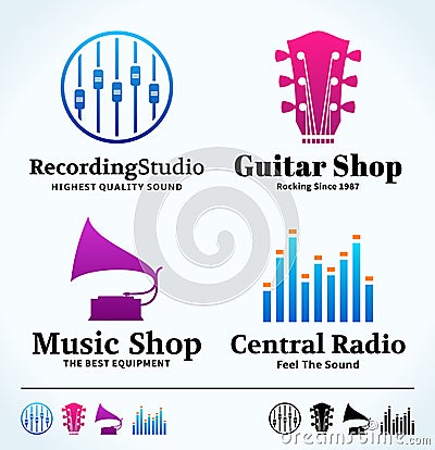 Set of Vector Music Logo, Icons and Design Elements Vector Illustration