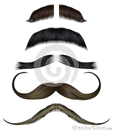 Set vector mustache different colors. Vector Illustration