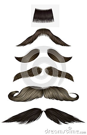 Set vector mustache different colors. Vector Illustration