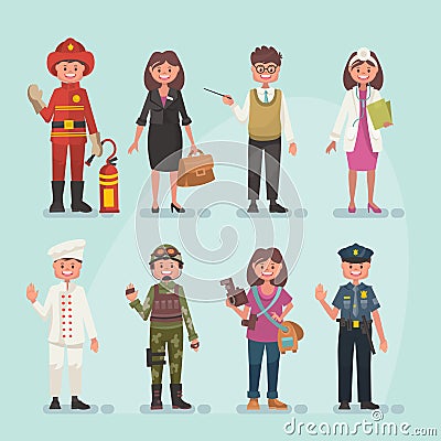 Set of vector occupations in modern flat style Vector Illustration