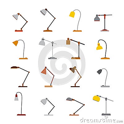 Set of vector office table lamps in flat style Vector Illustration