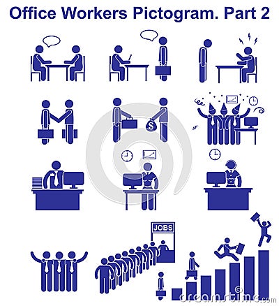 Set vector office workers pictograms. Business icons and symbols of people Vector Illustration