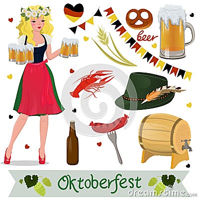 Set of vector Oktoberfest design elements. Vector isolated illustration Stock Photo