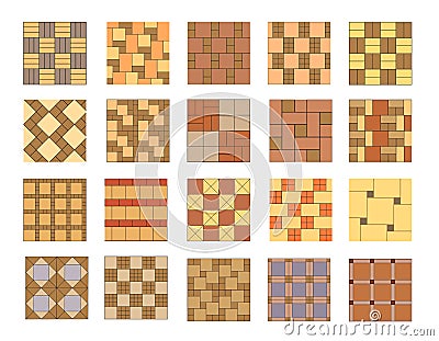 Set of vector paving tiles and bricks patterns Vector Illustration