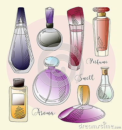 Set of vector perfume fashion Vector Illustration