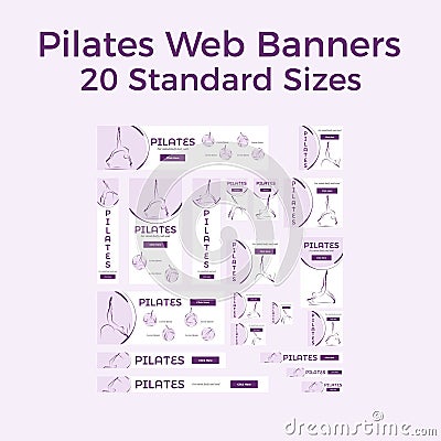 Set of vector pilates web bannes Vector Illustration