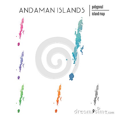 Set of vector polygonal Andaman Islands maps. Vector Illustration