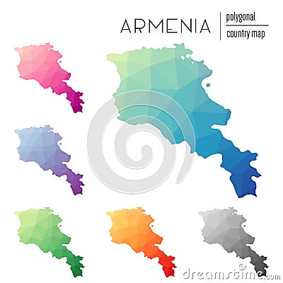 Set of vector polygonal Armenia maps. Vector Illustration