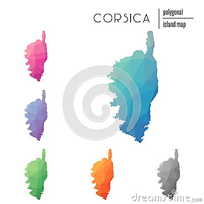 Set of vector polygonal Corsica maps filled with. Vector Illustration