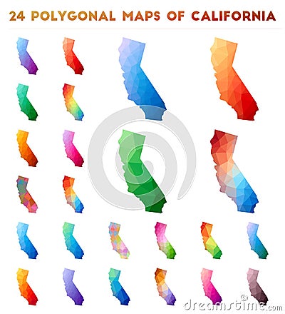 Set of vector polygonal maps of California. Vector Illustration