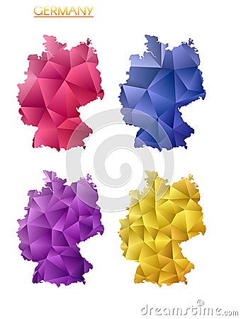 Set of vector polygonal maps of Germany. Vector Illustration