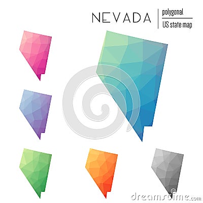 Set of vector polygonal Nevada maps. Vector Illustration