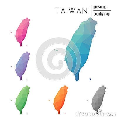 Set of vector polygonal Taiwan, Republic Of China. Vector Illustration