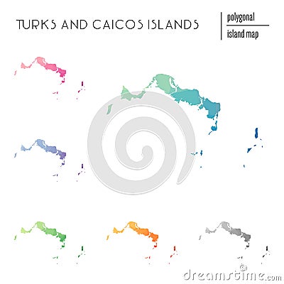 Set of vector polygonal Turks and Caicos Islands. Vector Illustration