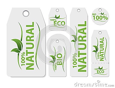 Set of vector price tag label for natural product. Fresh healthy organic vegan food. Organic, vegan food tag or sticker. Vector Illustration