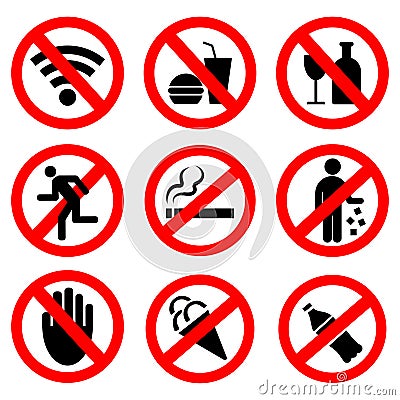 Set of vector prohibition signs Vector Illustration