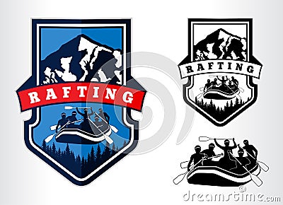 Set of vector rafting emblems logo Vector Illustration