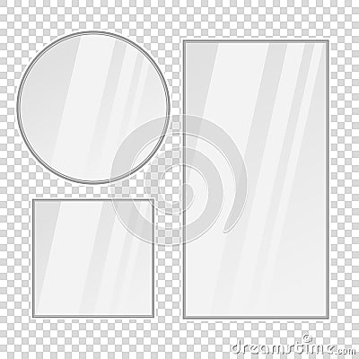 set of vector realistic mirrors with reflection Vector Illustration