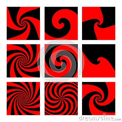 Set of Vector Red and Black Spirals Vector Illustration