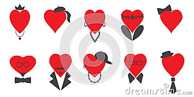 A set of hearts of men and women Vector Illustration