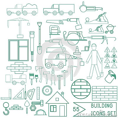 Set of vector repair and building icons for design Stock Photo